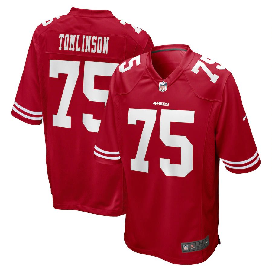 Men San Francisco 49ers #75 Laken Tomlinson Nike Scarlet Game NFL Jersey